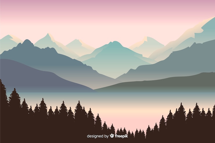 Vector prachtig uitzicht met bergen landschap
