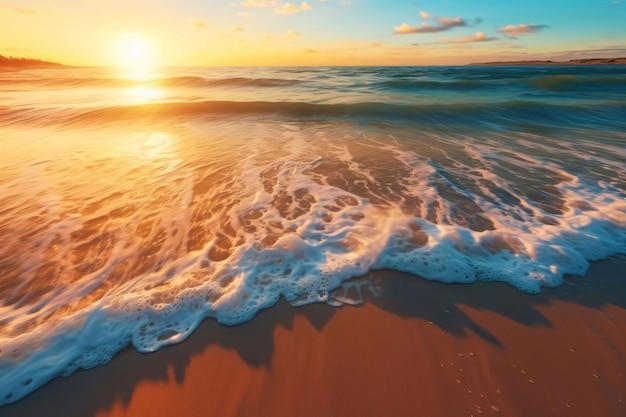 Prachtig zeegebied met golven op het strand Natuurcompositie