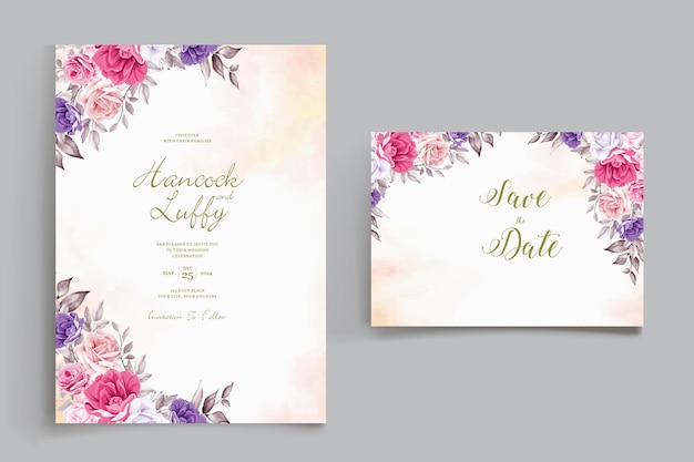 Prachtige aquarel bloemenkrans bruiloft uitnodigingskaart