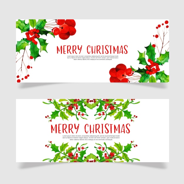 Prachtige aquarel kerst banner set