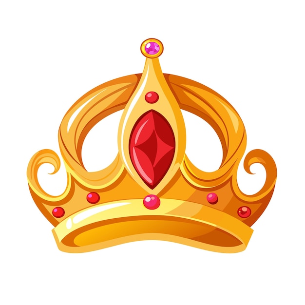 Prachtige gouden koningin prinses kroon met robijn edelsteen