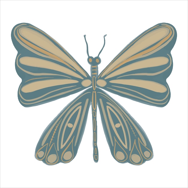 Vector prachtige handgetekende vlinder met de hand getekend in boho-stijl vectorillustratie