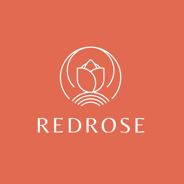 Prachtige Monoline Rose Logo-sjabloon