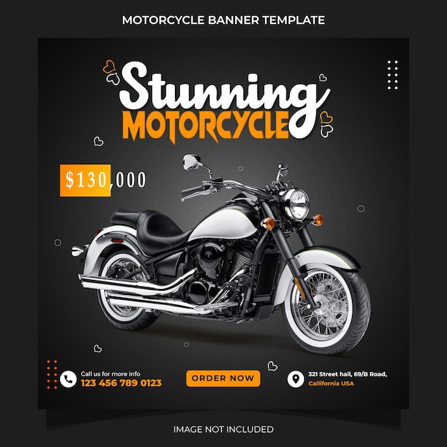 Prachtige motorfiets promotie facebook social media banner en instagram post sjabloon ontwerp vector