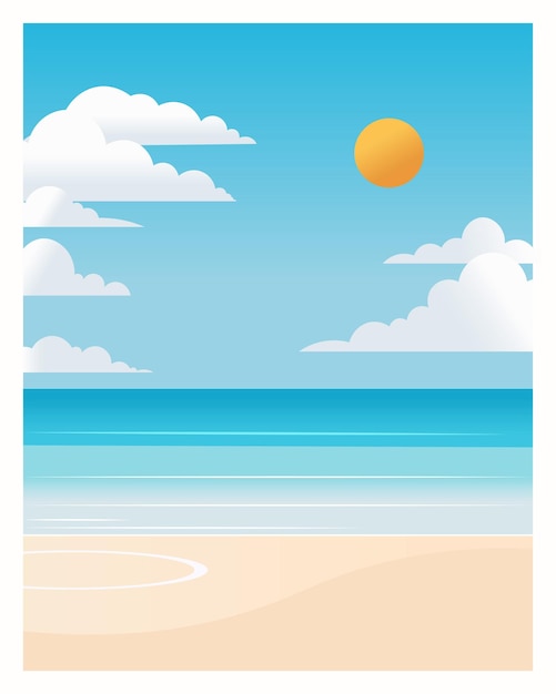 prachtige tropische strand poster platte vectorillustratie