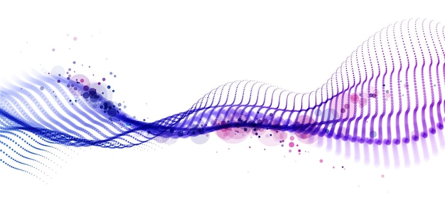 Prachtige vector abstracte achtergrond van vliegende deeltjes in beweging, golvende lijnen stromen big data technologie en wetenschap thema, 3D gemengde stippen array in beweging licht en gemakkelijk.