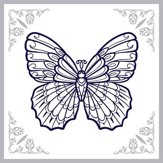 Vector prachtige vlinder mandala kunsten geïsoleerd op een witte achtergrond