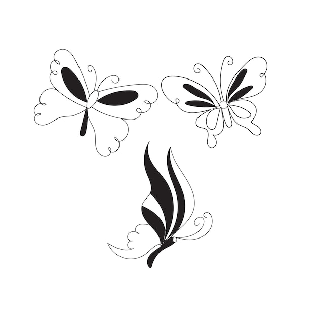 Prachtige vlinder schets illustratio