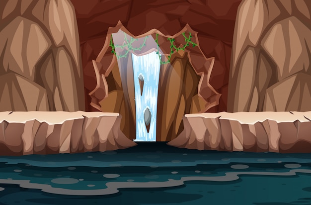 Prachtige waterval grot landschap