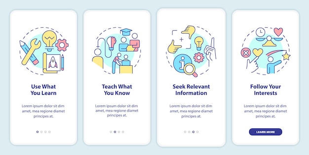 Practical learning techniques onboarding mobile app screen