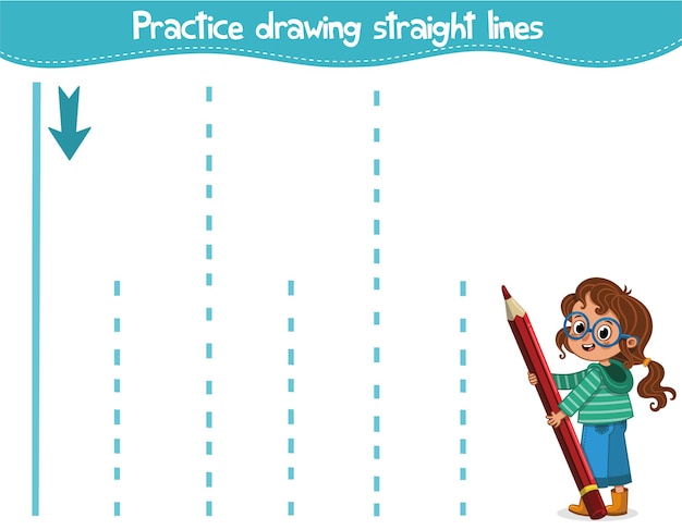 Practice drawing straight lines Educational vector illustration for kids