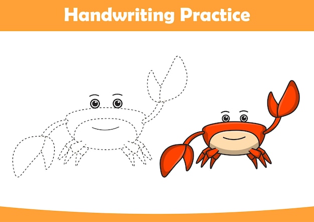 Practice handwriting Tracing crabs lines and coloring for children