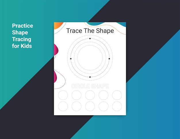 Vector practice shape tracing for kids template