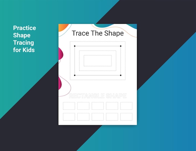 Vector practice shape tracing for kids template