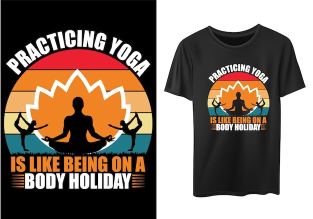 Занятия йогой - это как праздник для тела... винтажный смешной дизайн футболки для йоги