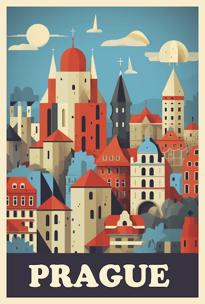 Prague retro poster