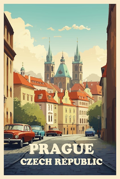 Prague retro poster