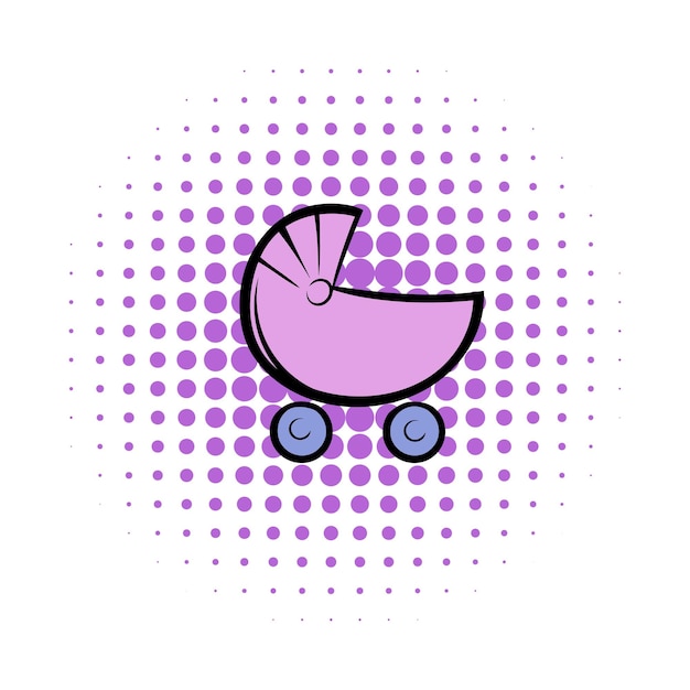 Vector pram comics icon on a white background