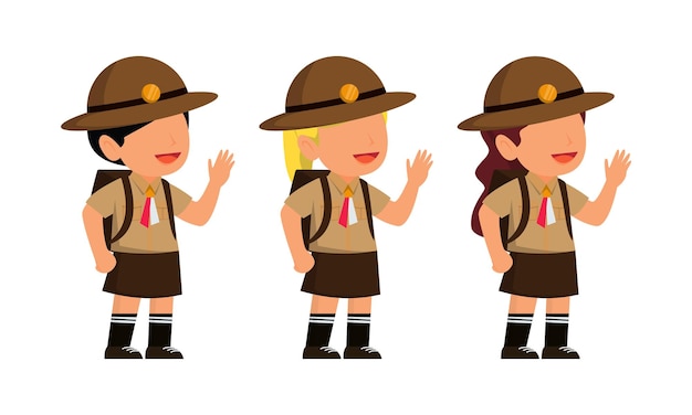 pramuka or scout student vector illustration