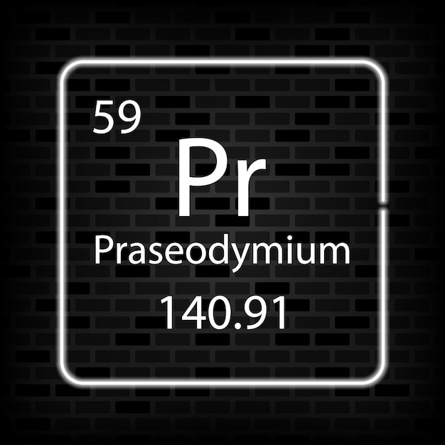 Vector praseodymium neon symbol chemical element of the periodic table vector illustration