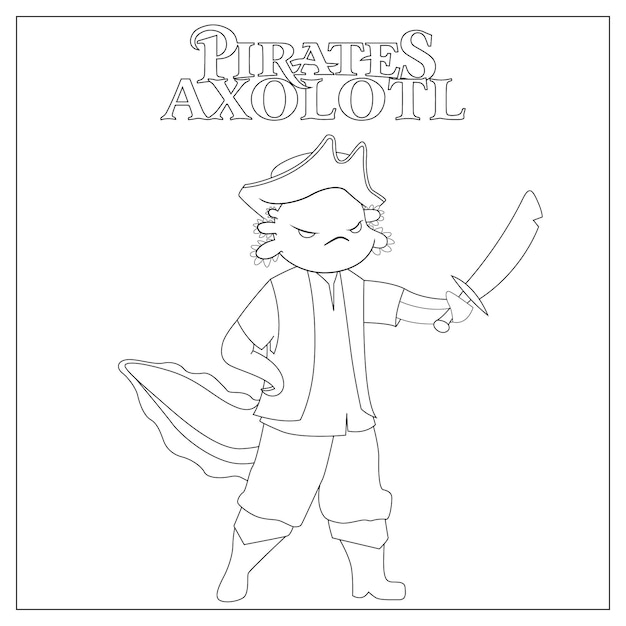 Vector prates axolotl coloring page for kids