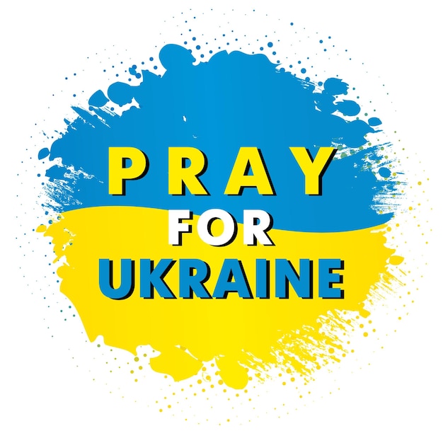 우크라이나, 브러시 및 잉크 그런지 플래그를 위해 기도하십시오. 벡터 일러스트 레이 션. 크리에이 티브 아이콘 또는 포스터입니다.