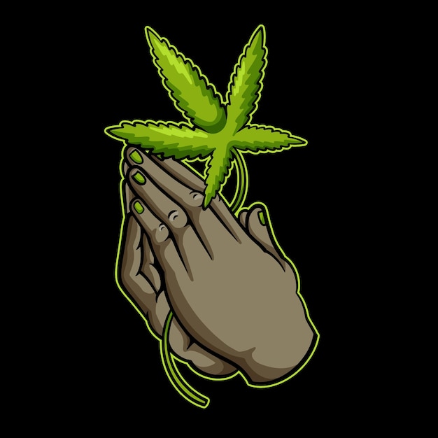 Pray hand marijuana cartoon