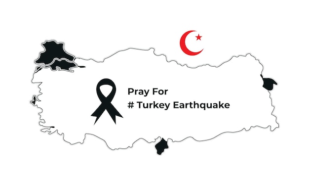 Vector pray for turkey earthquake turkey flag and map