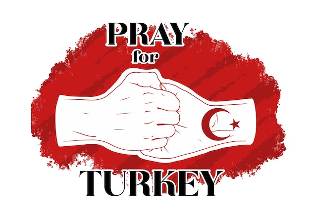 Vector pray for turkey illustration hand-drawn with brush strokes background