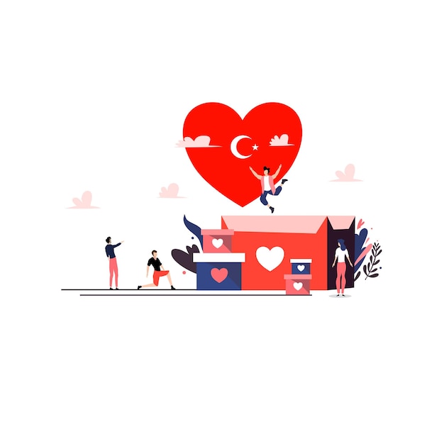 Pray for turkey with charity turkey flag for turkey earthquake illustration vector