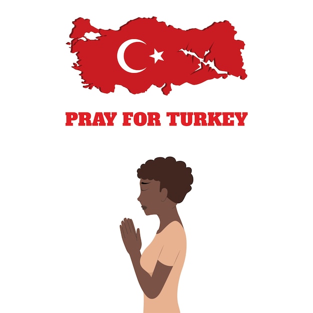 Pray for turkey woman praying vector illustration