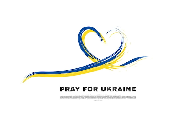 Pray for Ukraine concept background Ukraine flag love shape praying concept vector illustration Pray For Ukraine peace Save Ukraine from Russia