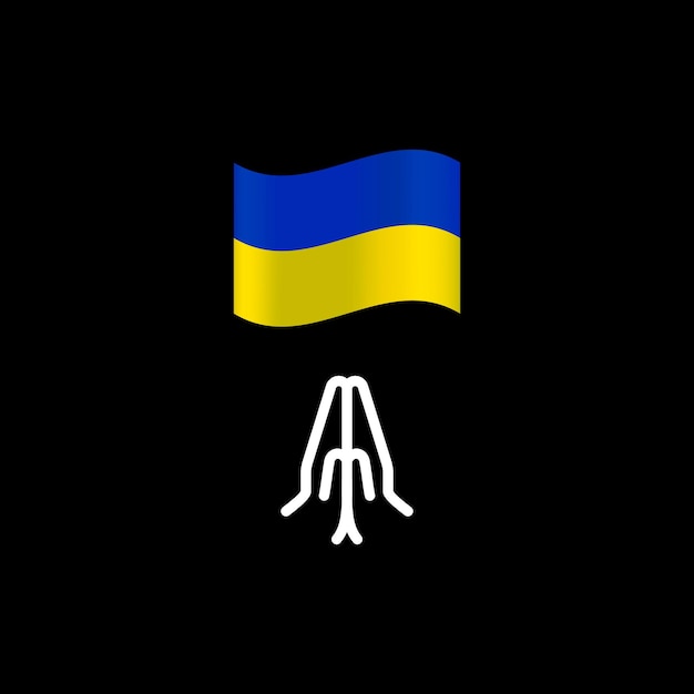 Pray for Ukraine concept illustration with national flag hand and map Ukrainian flag praying concept vector illustration Pray For peace Stop the war against Ukraine