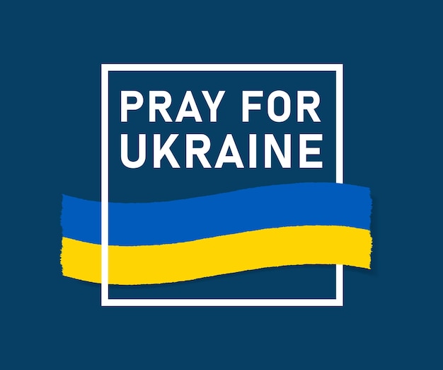 Pregate per l'illustrazione del concetto dell'ucraina con la bandiera nazionale bandiera ucraina che prega per l'illustrazione del vettore del concetto pregate per la pace fermate la guerra contro l'ucraina
