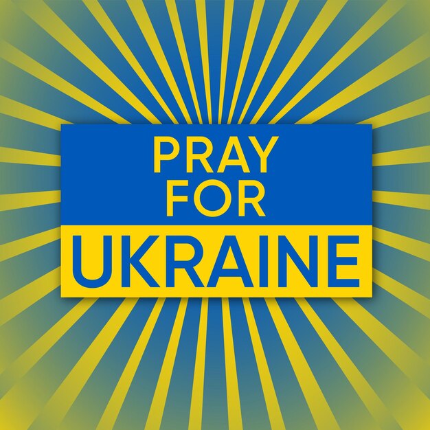 Pray for ukraine flag and sun ray background