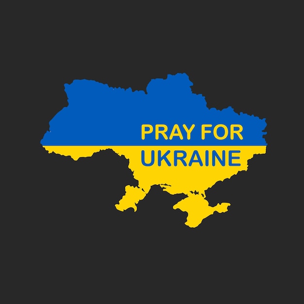 Pray for Ukraine No war banner Ukrainian flag with text Aggression and military attack