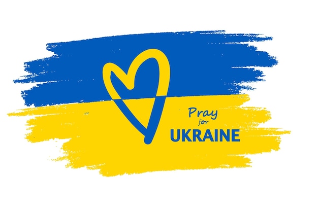 Pray for ukraine and stop war concept ukraine flag with heart shape for freedom and peace