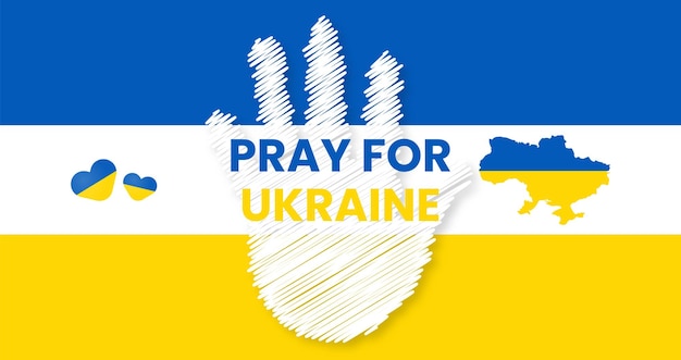 Prega per l'ucraina, ferma la guerra, salva l'ucraina io amo l'ucraina bandiera dell'ucraina che prega il concetto di disegno vettoriale