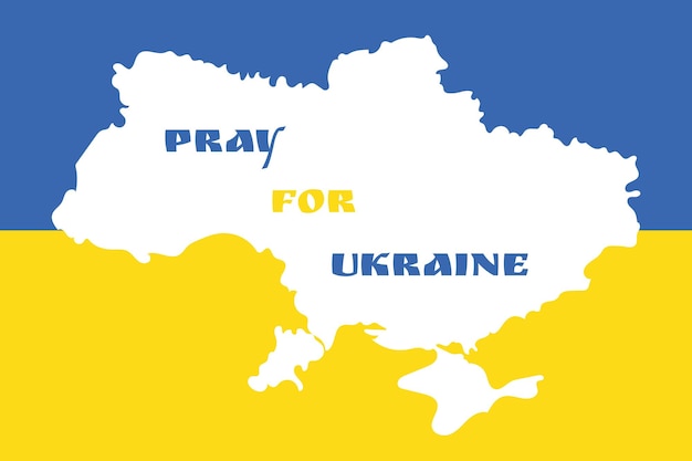 Молитесь за Украину Поддержите Украину Сине-желтая икона с цветами украинского флага Концепция войны Спасите Украину от России Векторная иллюстрация