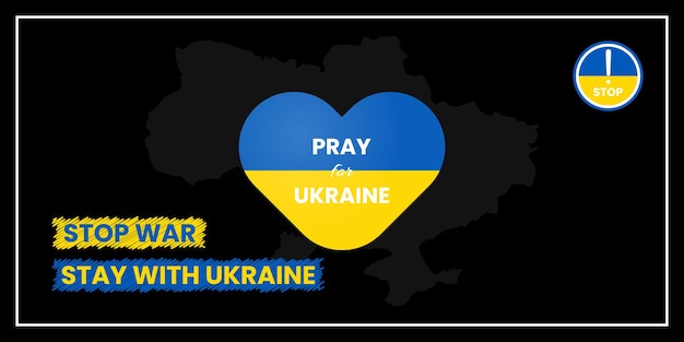 Молитесь за украину и флаг украины, молясь концептуальной векторной иллюстрацией или векторным дизайном флага украины