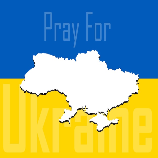 Vector pray for ukraine with country color background and text