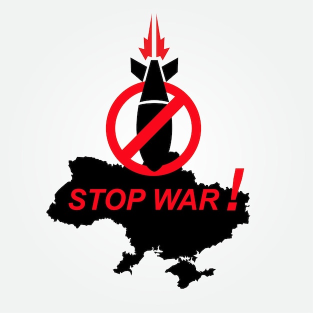 pray for ukraine with traffic symbol stop war rocket icon