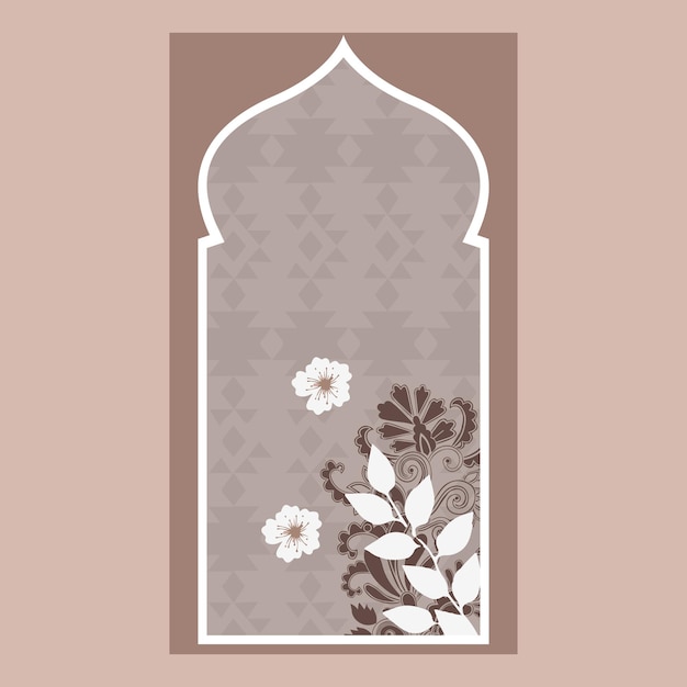 Prayer rug vector design with beautiful brown flowers islamic textile arabic prayer rug