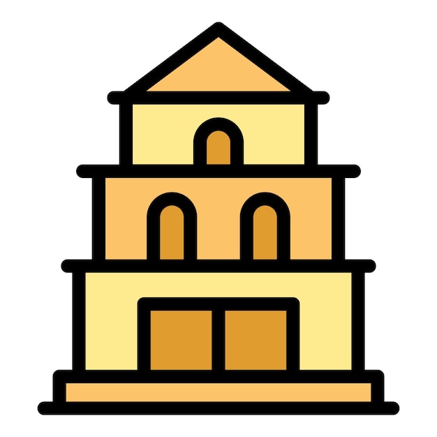 Vector prayer temple icon outline vector nepal skyline old building color flat