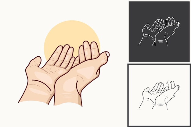 Vector praying hand illustration for muslim