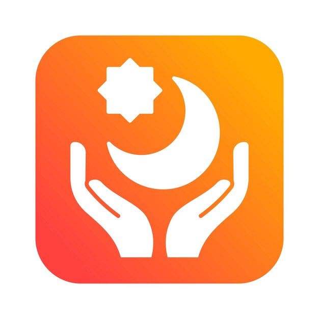 Praying hand islamic gradient icon button vector illustration