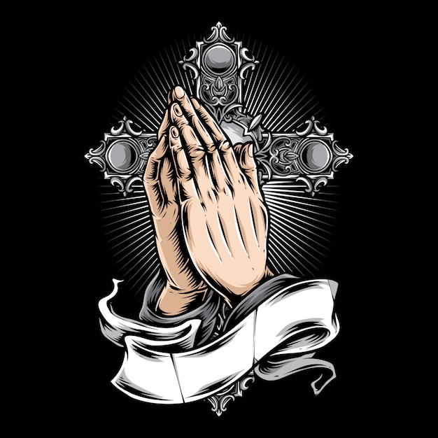 Vector praying hand  and logo