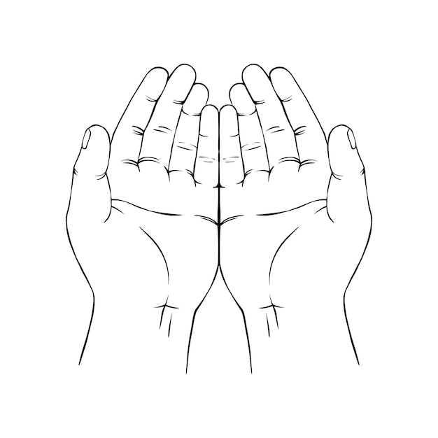 Contorno del simbolo della mano in preghiera