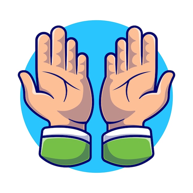 Vector praying hands cartoon illustration