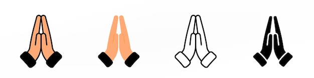 Vector praying hands icon on white illustration